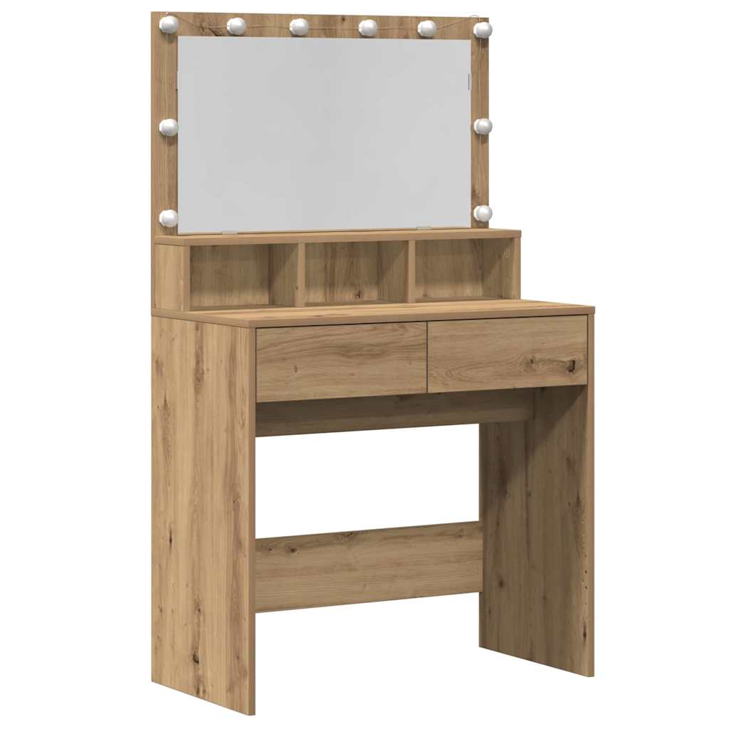 Sminkebord with LED Strip Lights med skuff artisan eik