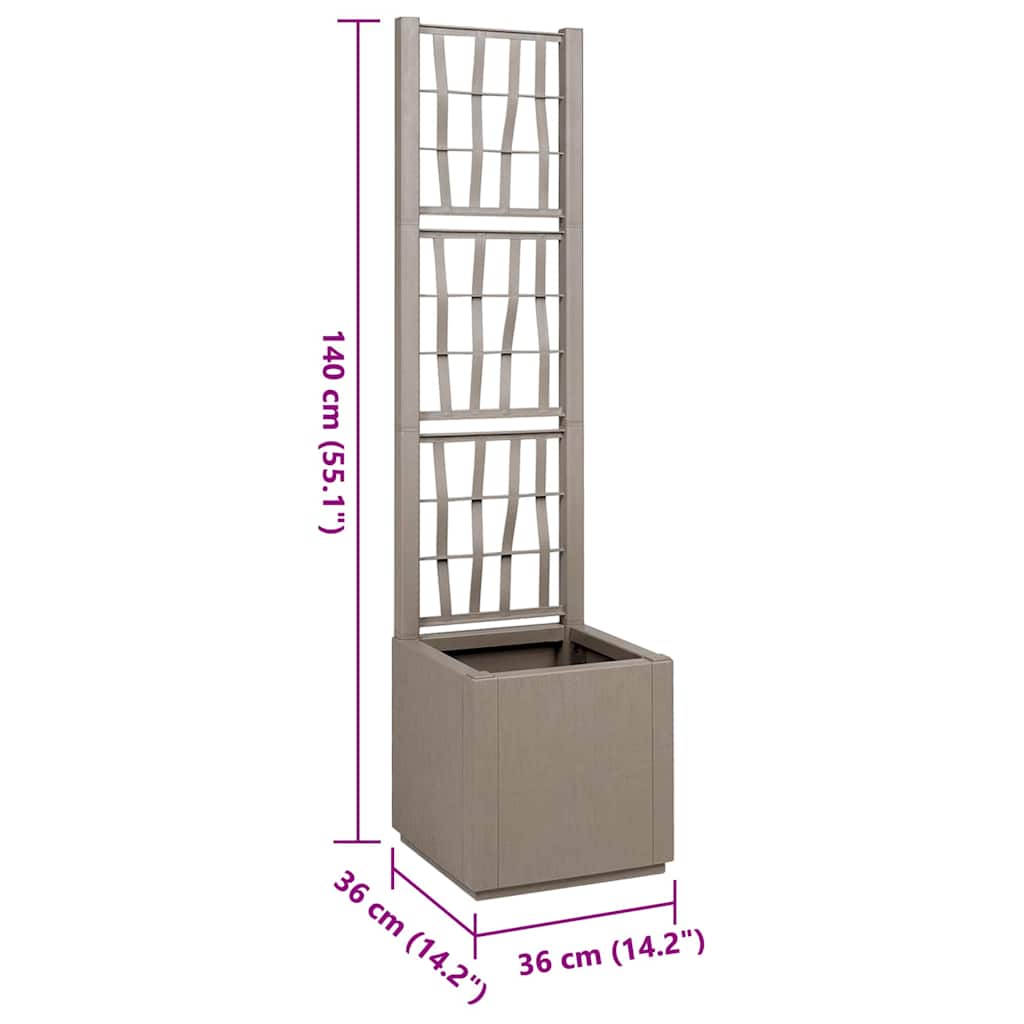 Hageblomsterpotte Grå 36 x 36 x 140 cm Polypropen