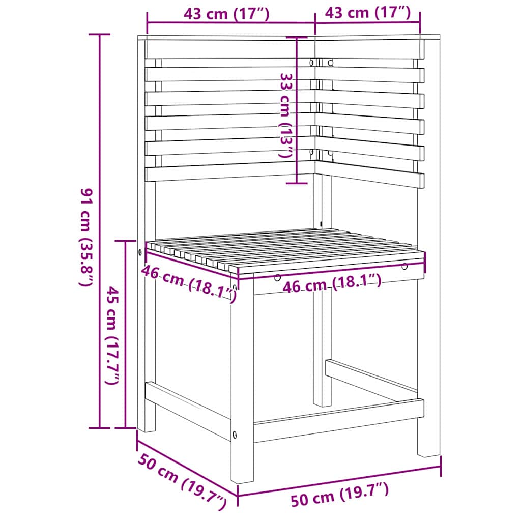 Hagebenk Set 5 pcs Brun heltre akasie