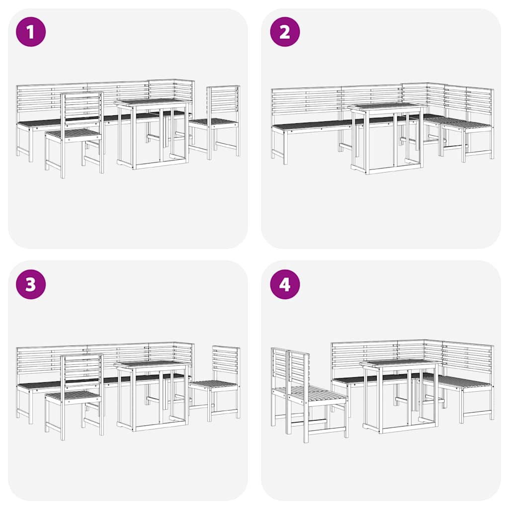 Hage Bistro Sett 6 pcs Brun heltre akasie