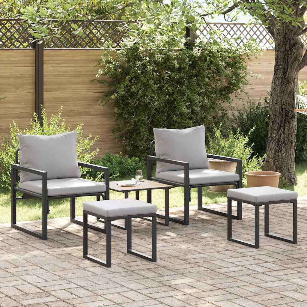 Hagesofa Set 4 pcs Svart 61 x 72.5 x 71 cm Stål