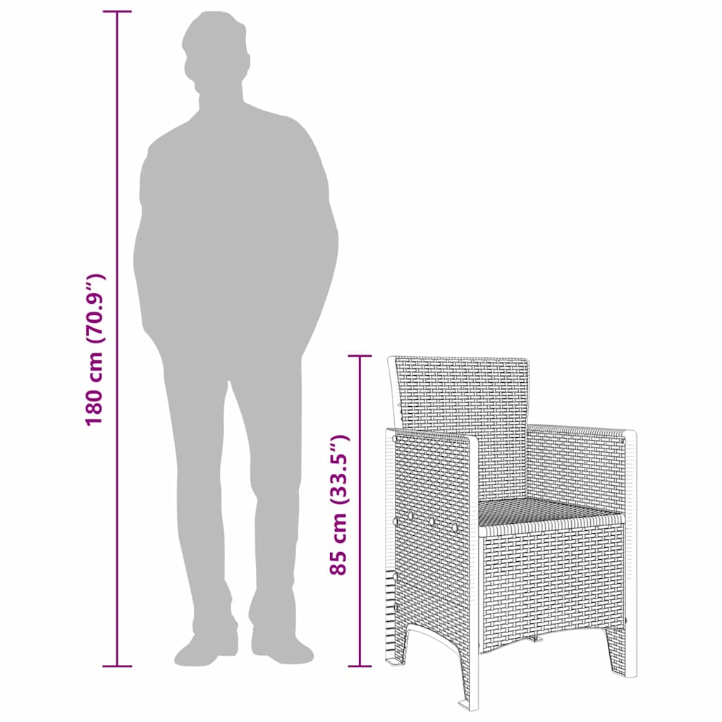 Hage Stol 2 pcs Hvit 53 x 49 x 85 cm PP