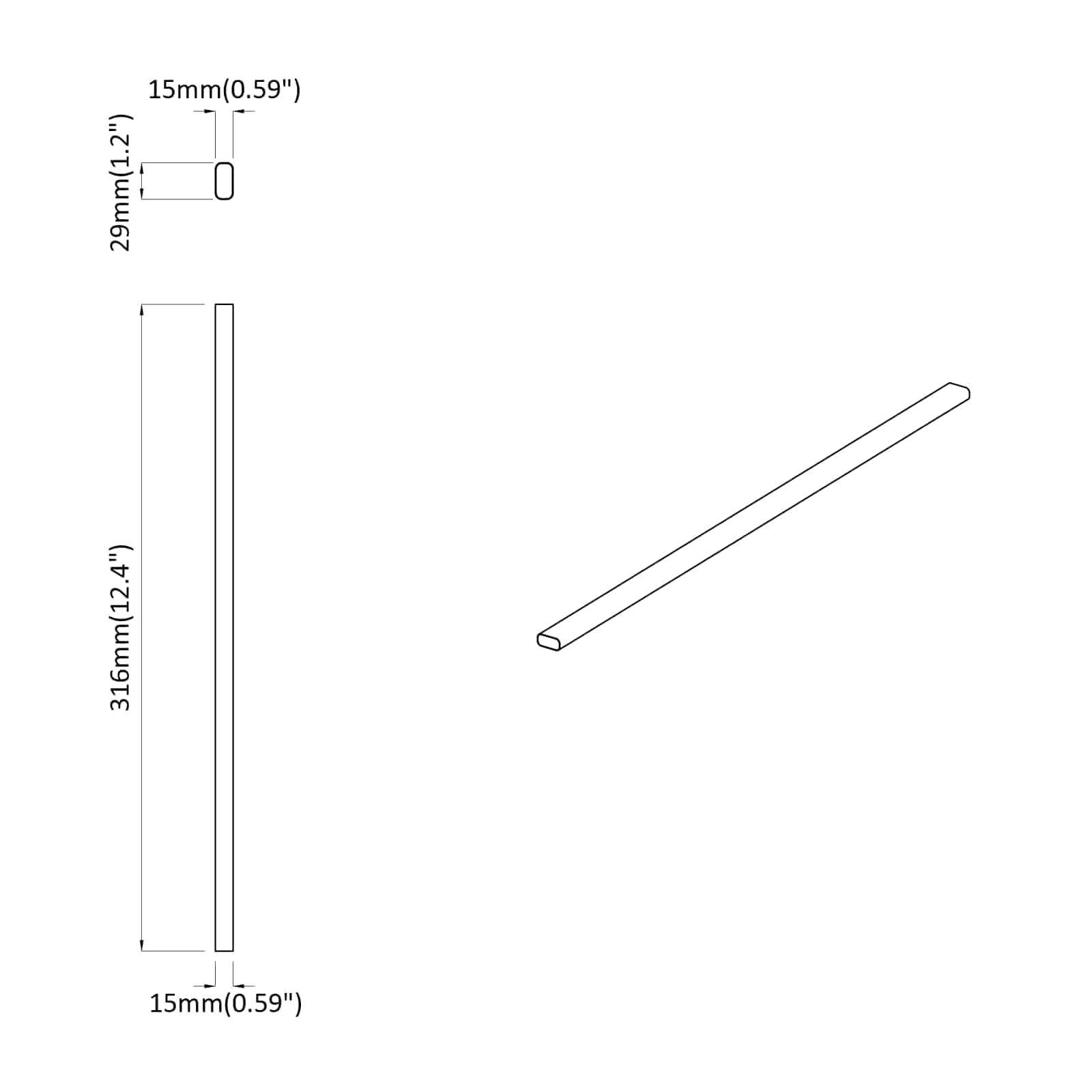 Klesslanger 12 pcs sølv 764 x 15 x 29 mm Aluminium Legering