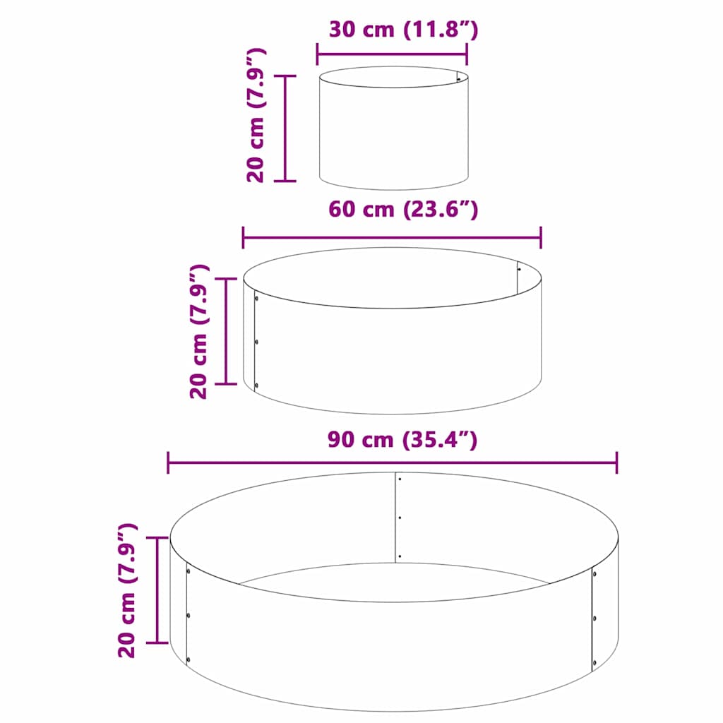 Hageblomsterpotte Olivengrønn 90 x 90 x 20 cm Stål