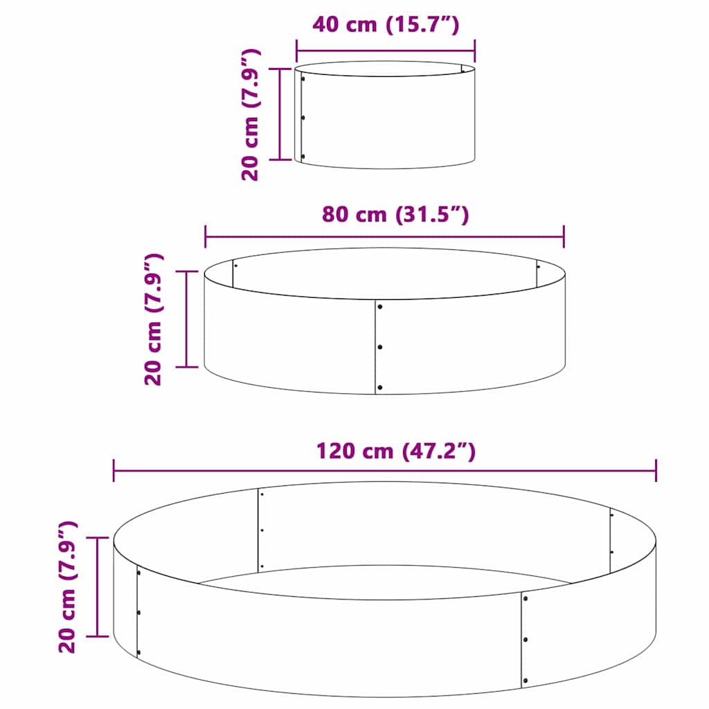 Hageblomsterpotte Olivengrønn 120 x 120 x 20 cm Stål
