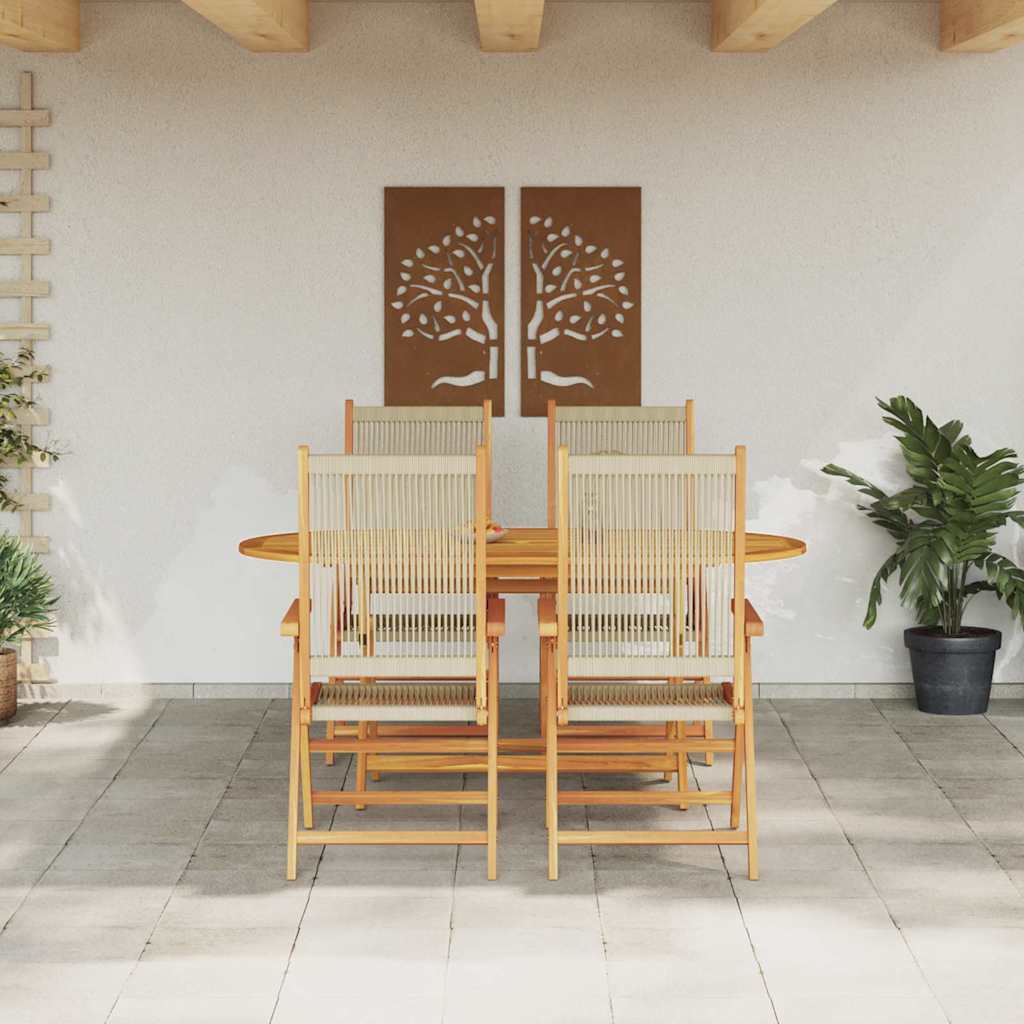 Hage Spisegruppe 5 pcs Beige Solid akasietre og poly rattan