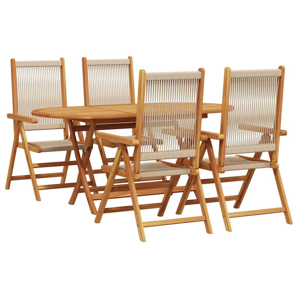 Hage Spisegruppe 5 pcs Beige Solid akasietre og poly rattan