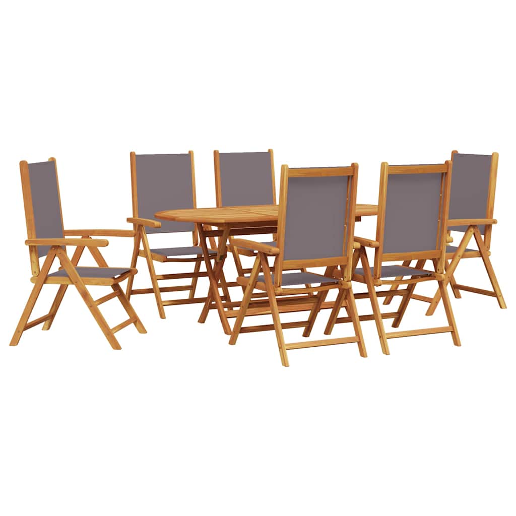 Hage Spisegruppe 7 pcs Antrasitt heltre akasie