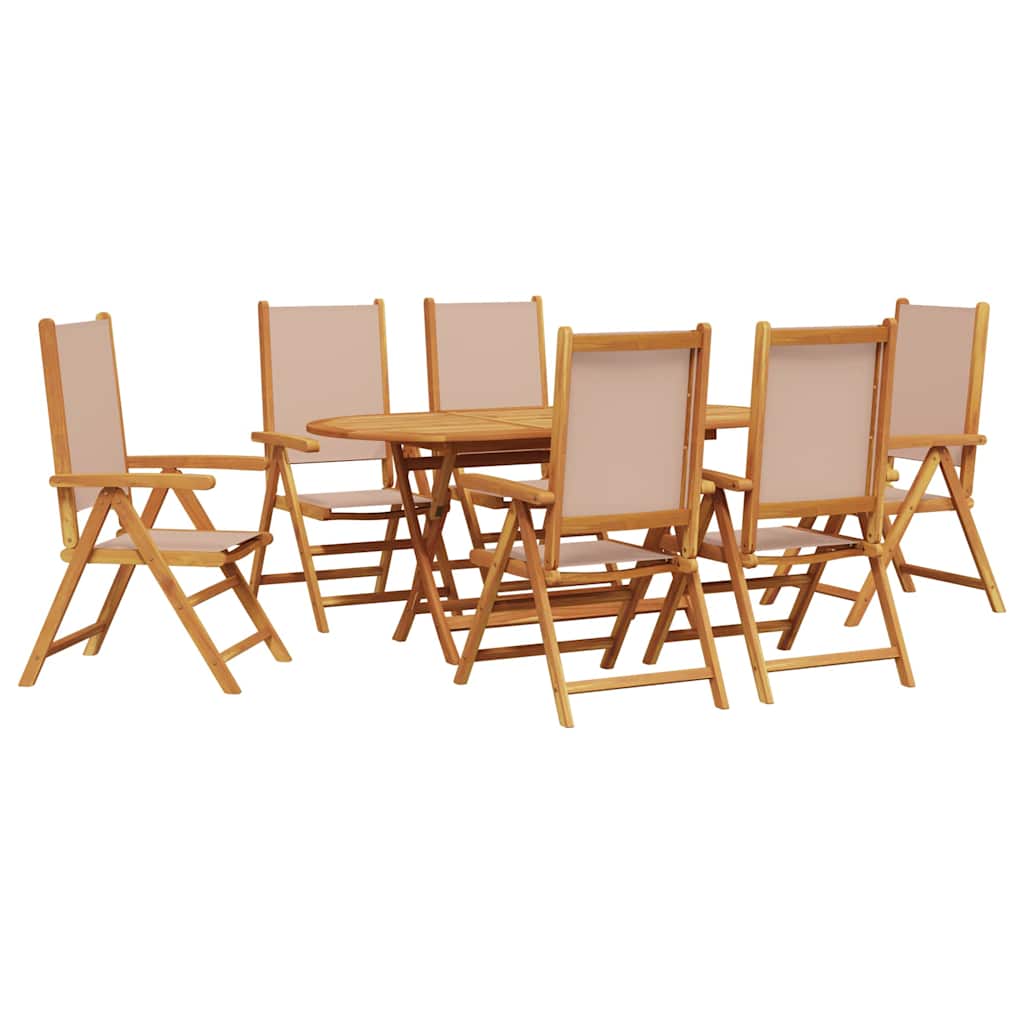 Hage Spisegruppe 7 pcs Gråbrun heltre akasie