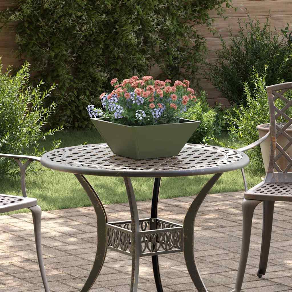 Hageblomsterpotte Olivengrønn 35 x 35 x 15 cm Kaldvalsestål