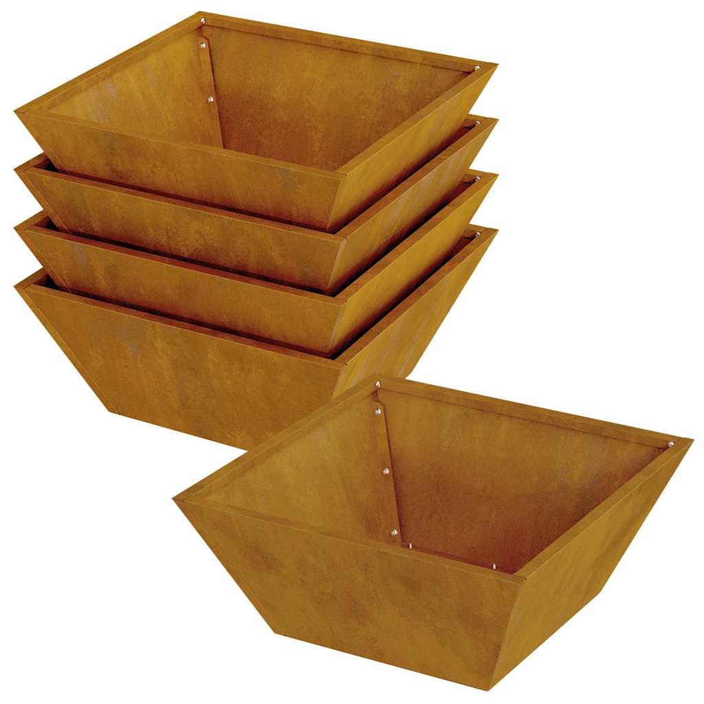 Hagebolle Blomsterpotter 5 stk 40x40x15 cm Værfast Stål