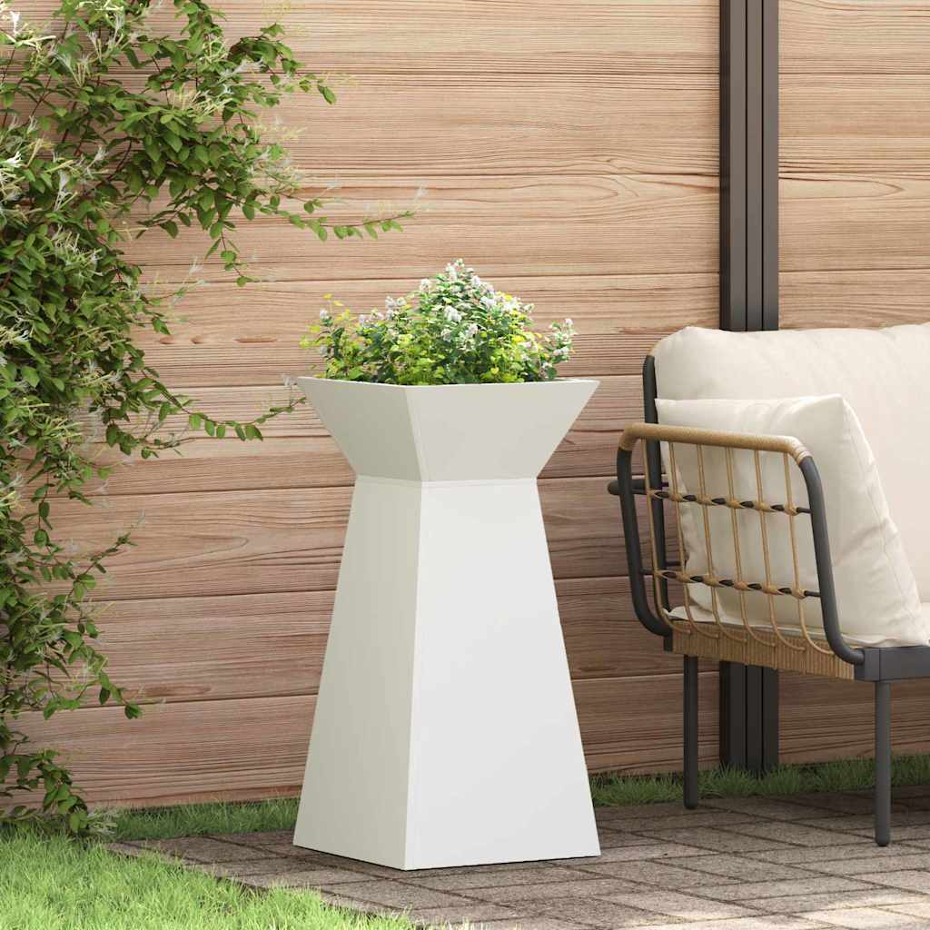 Hagepilleplantere 2 stk med bolle, hvit, 35x35x73 cm, stål
