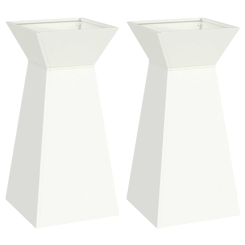Hagepilleplantere 2 stk med bolle, hvit, 35x35x73 cm, stål