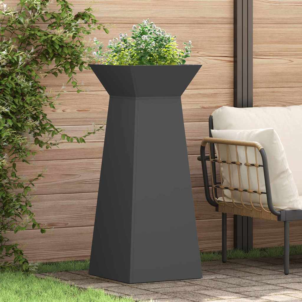 Hagepilar Plantekasse med Skål - Svart 40x40x100 cm i Stål