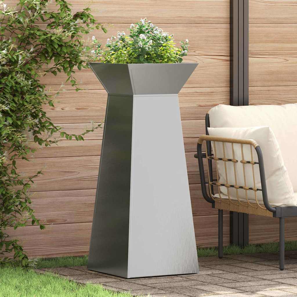 Hagepilar Planter med Bolle 40x40x100 cm i Rustfritt Stål