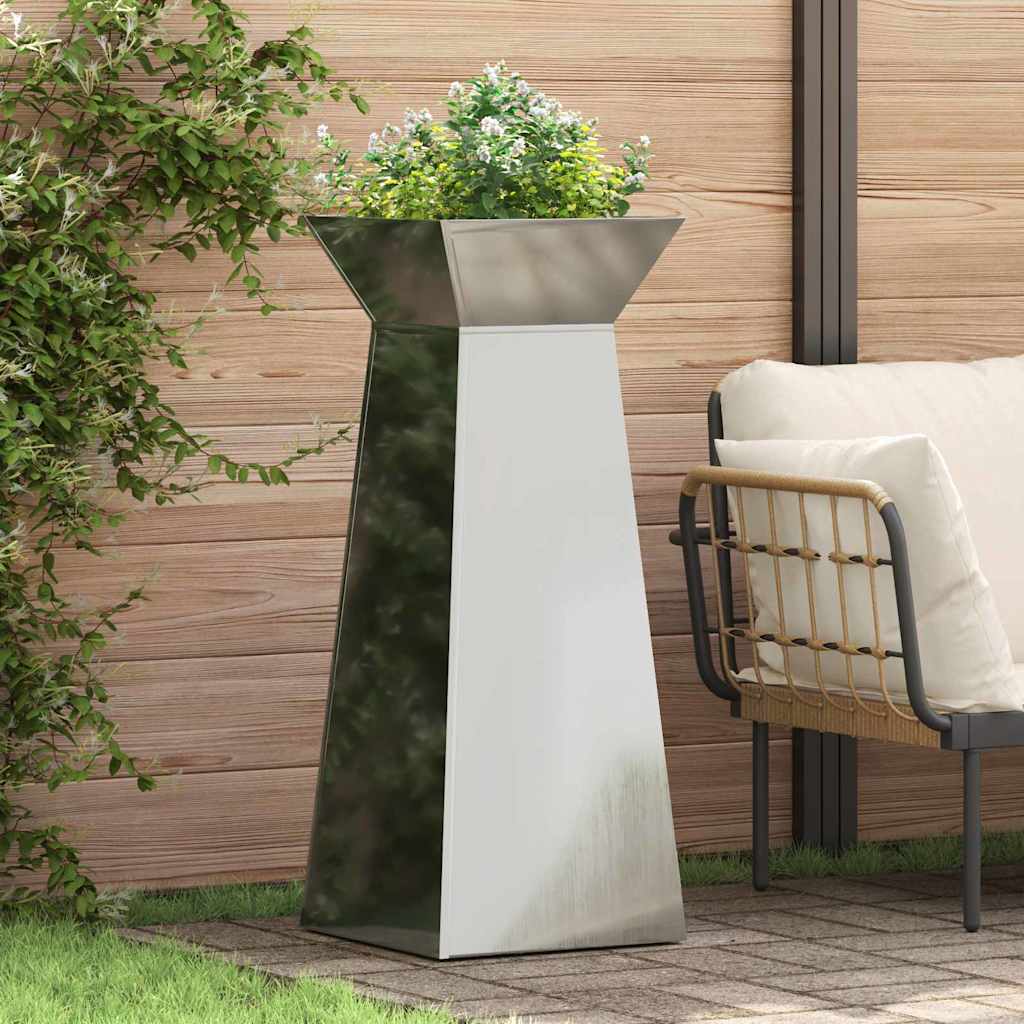 Hagepilar planter med bolle 40x40x100 cm i galvanisert stål