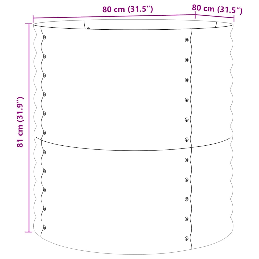 Høybed Brun 80 x 80 x 81 cm Stål