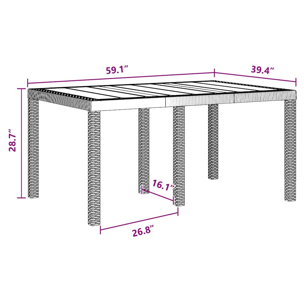 Hagebord Antrasitt 150 x 100 x 73 cm polyrotting