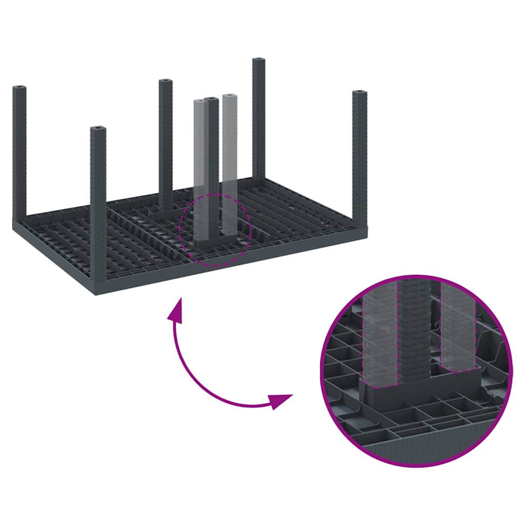 Hage Spisegruppe 7 pcs Antrasitt Polt rattan