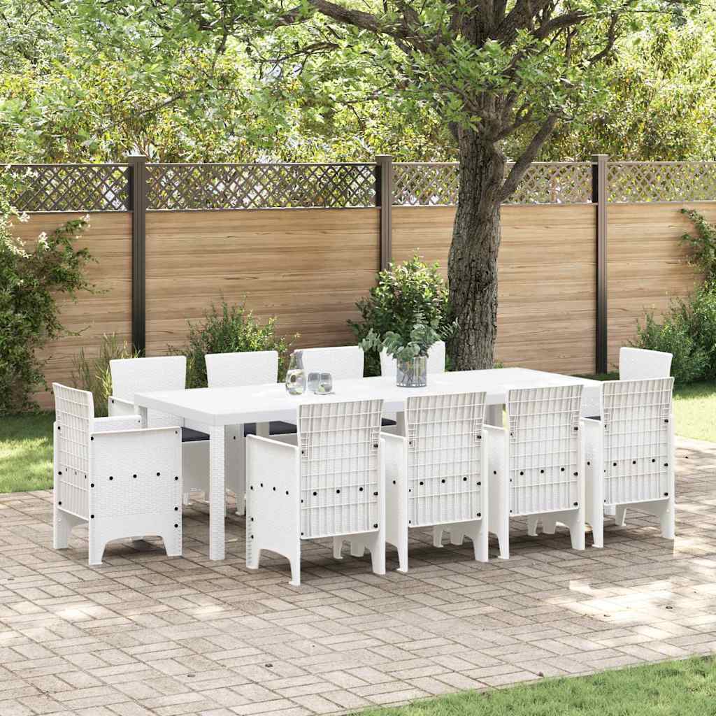 Hage Spisegruppe 11 pcs Hvit Polt rattan