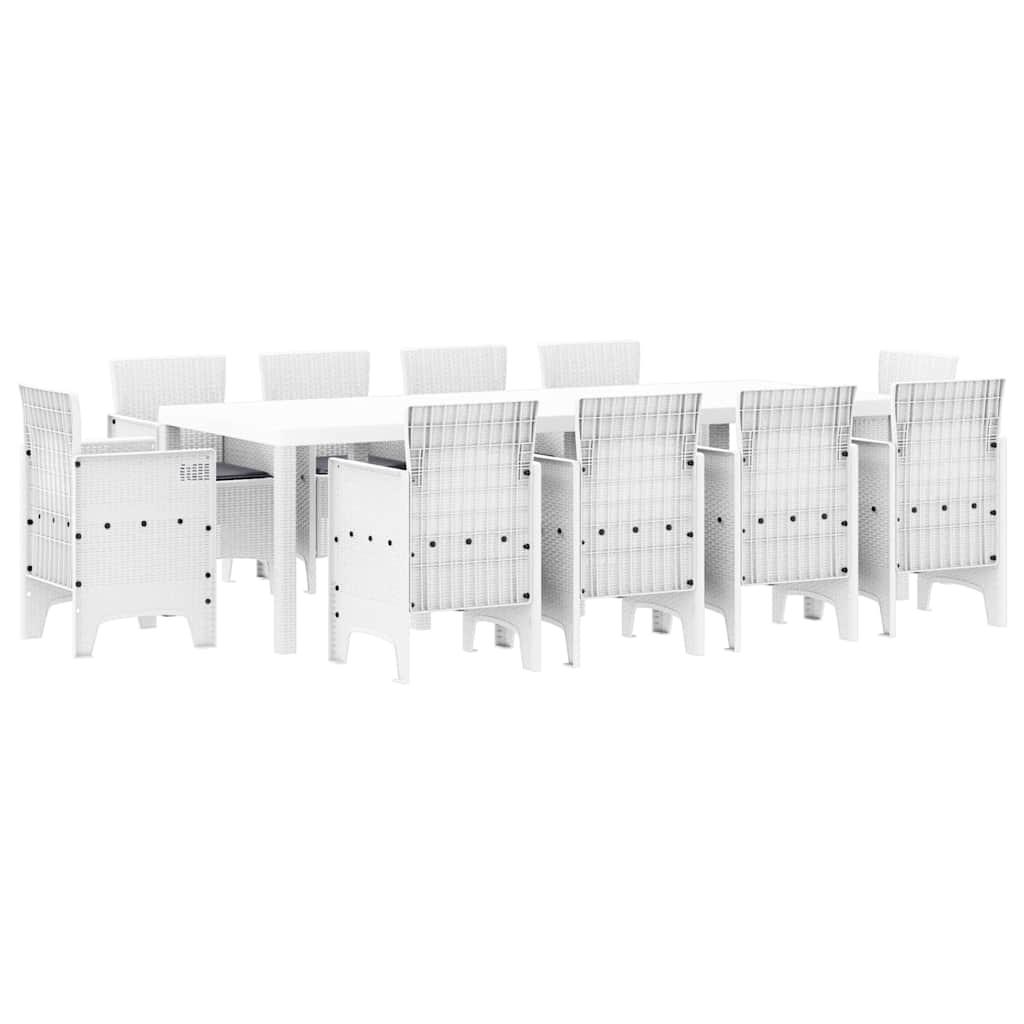 Hage Spisegruppe 11 pcs Hvit Polt rattan