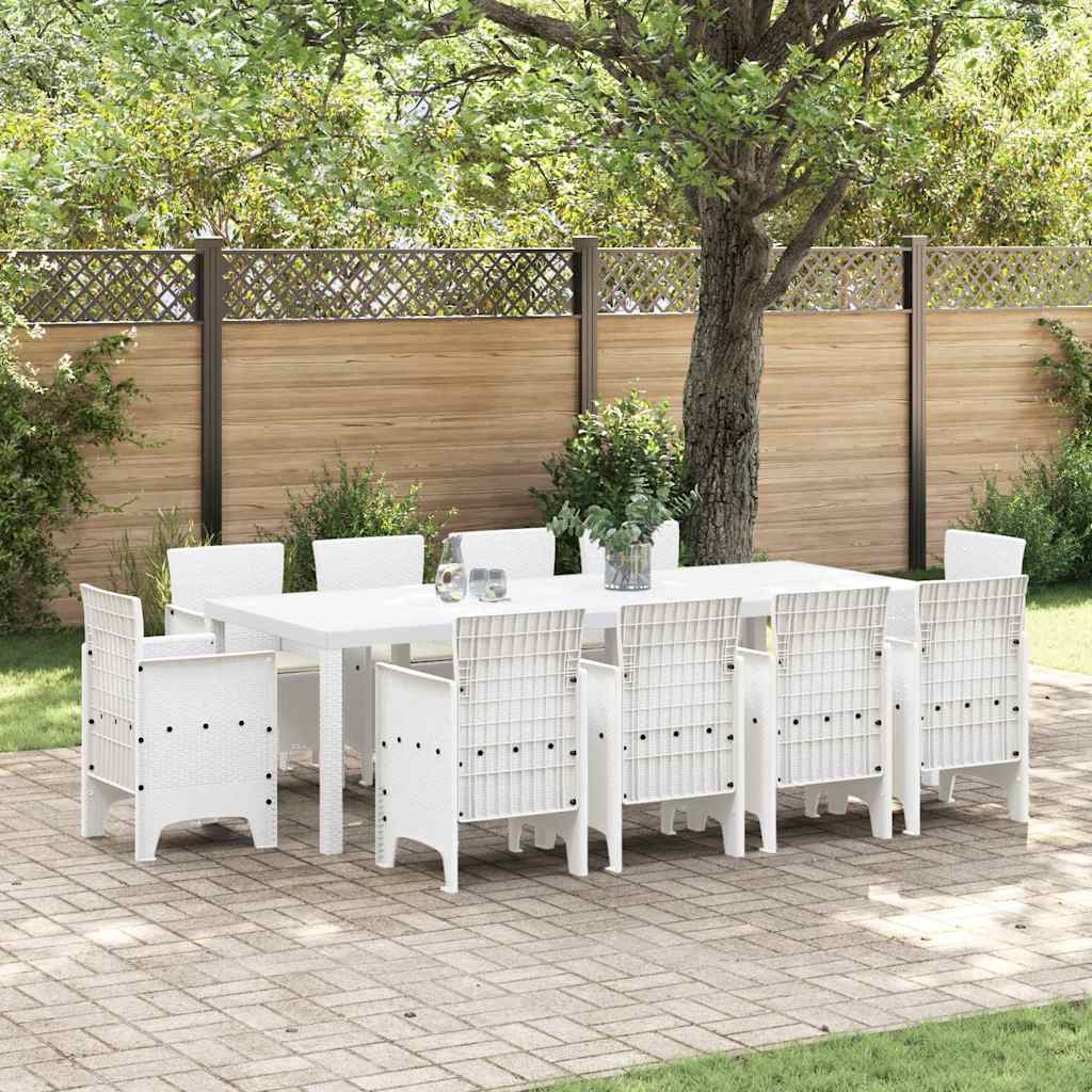Hage Spisegruppe 11 pcs Hvit Polt rattan