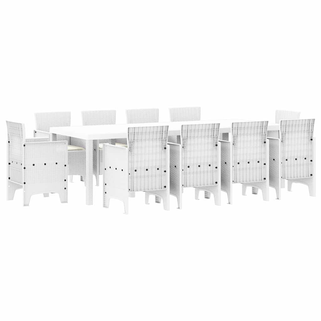 Hage Spisegruppe 11 pcs Hvit Polt rattan