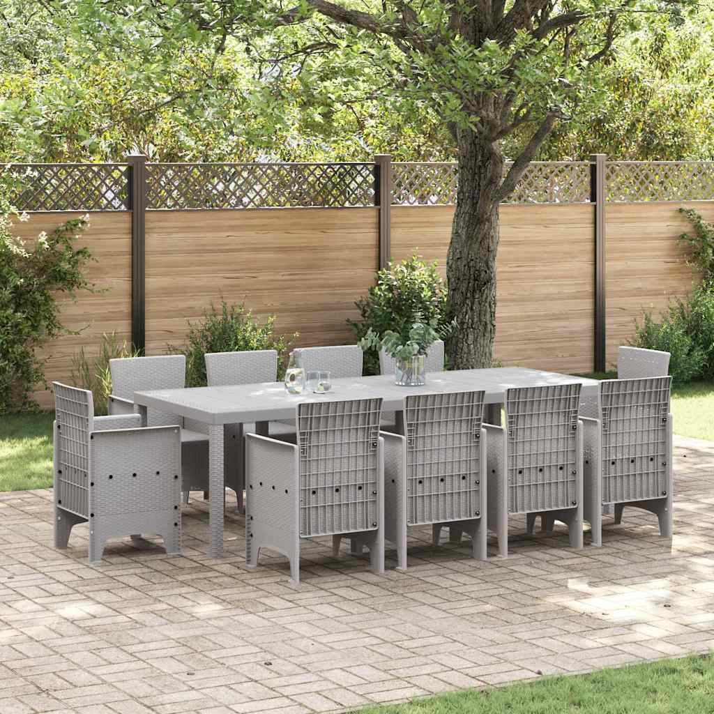 Hage Spisegruppe 11 pcs Lysegrå Polt rattan