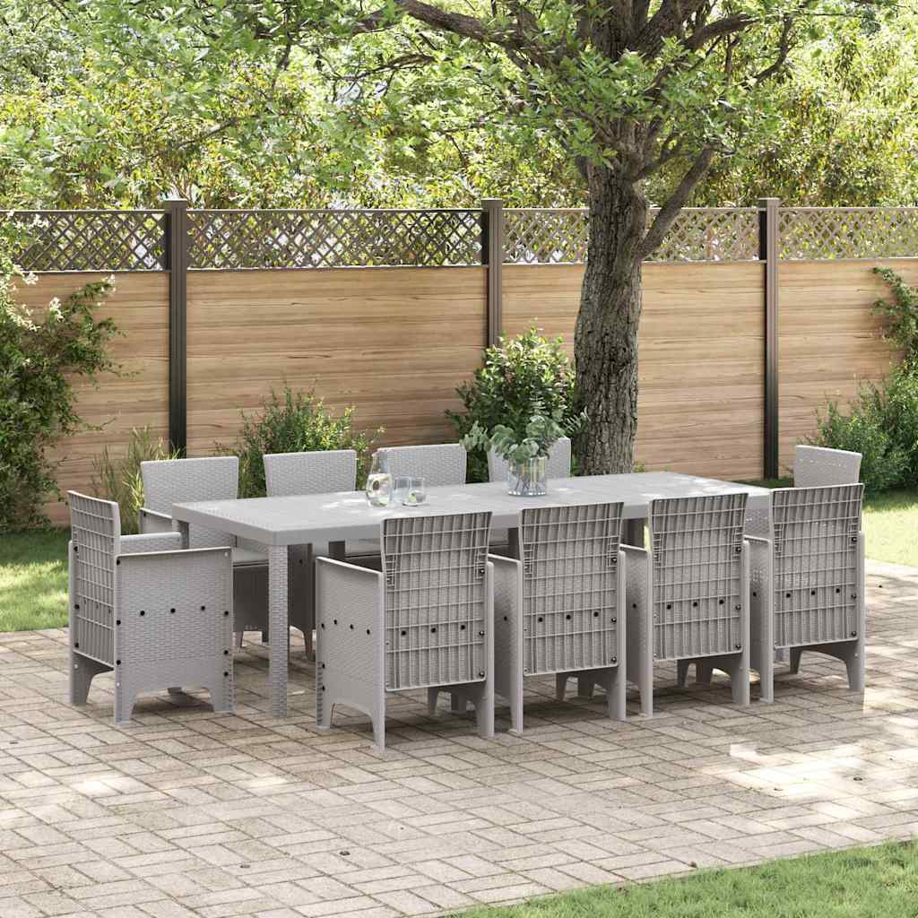 Hage Spisegruppe 11 pcs Lysegrå Polt rattan