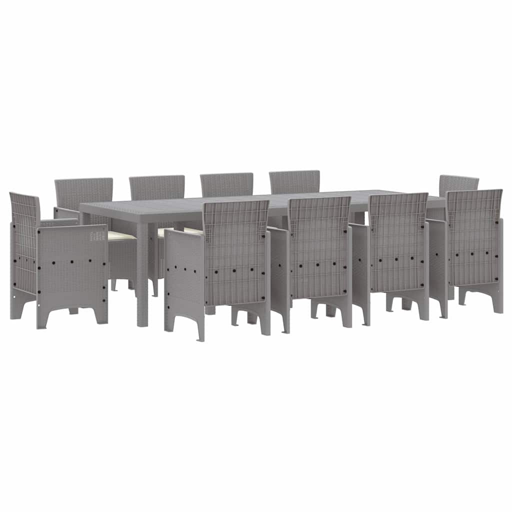 Hage Spisegruppe 11 pcs Lysegrå Polt rattan
