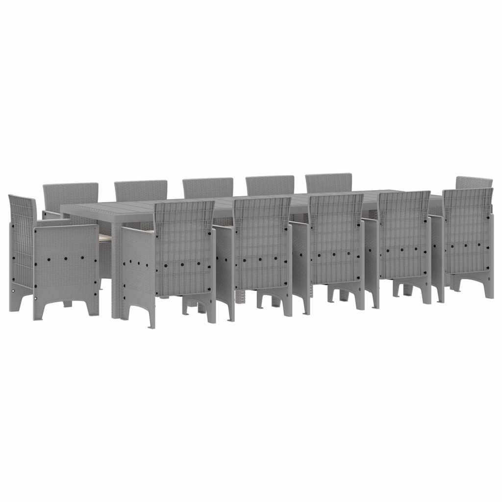 Hage Spisegruppe med pute 13 pcs Lysegrå Poly rattan