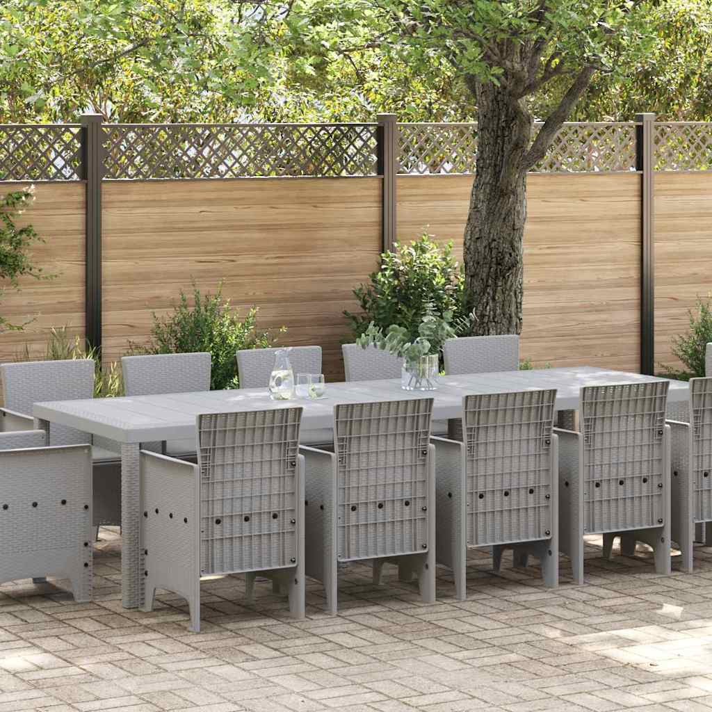 Hage Spisegruppe med pute 13 pcs Lysegrå Poly rattan
