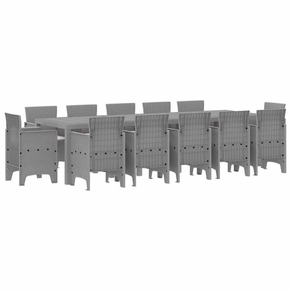Hage Spisegruppe med pute 13 pcs Lysegrå Poly rattan