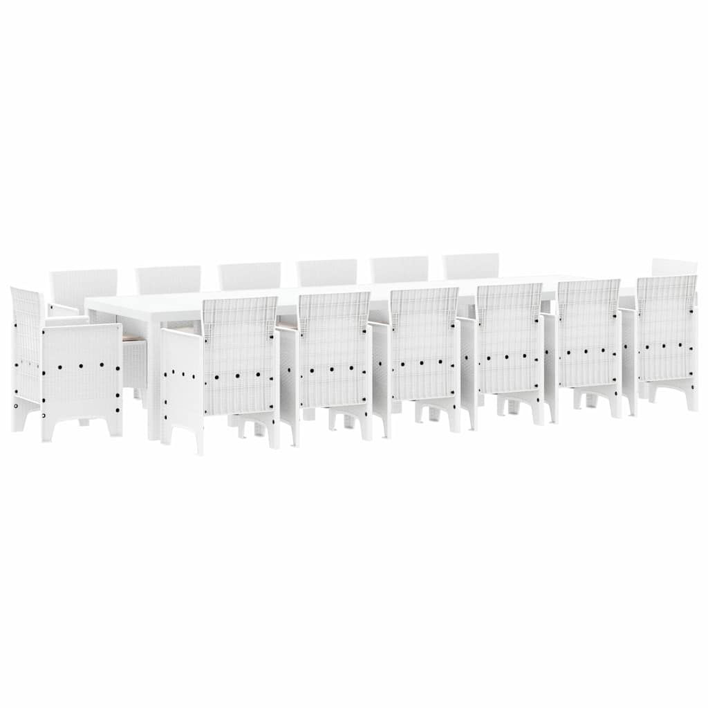 Hage Spisegruppe 15 pcs Hvit Polt rattan