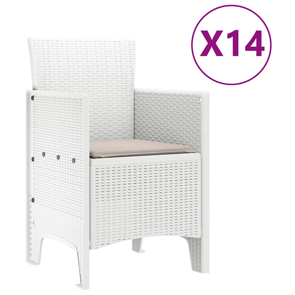 Hage Spisegruppe 15 pcs Hvit Polt rattan