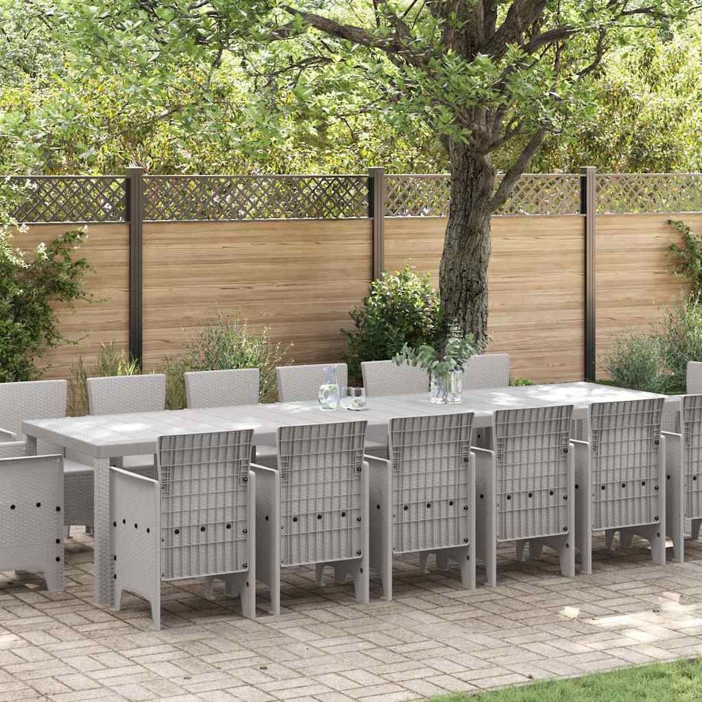 Hage Spisegruppe 15 pcs Lysegrå Polt rattan