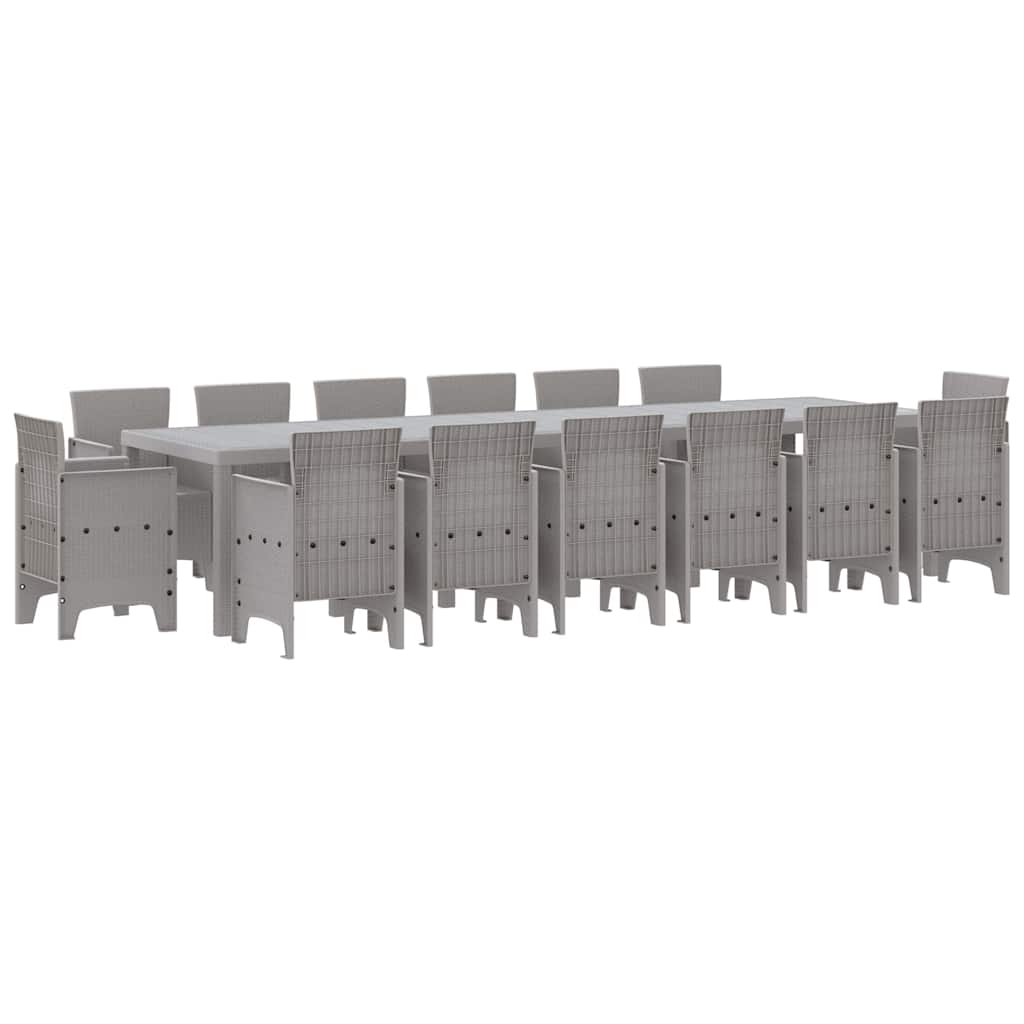 Hage Spisegruppe 15 pcs Lysegrå Polt rattan