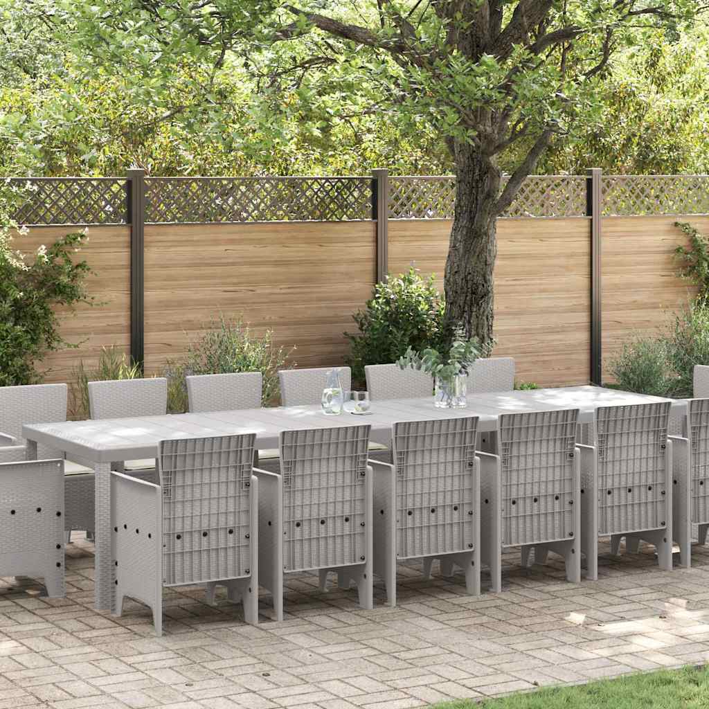 Hage Spisegruppe 15 pcs Lysegrå Polt rattan