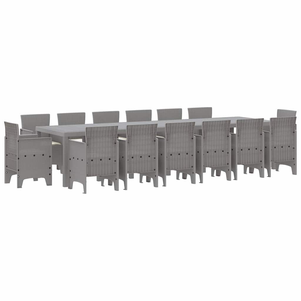 Hage Spisegruppe 15 pcs Lysegrå Polt rattan