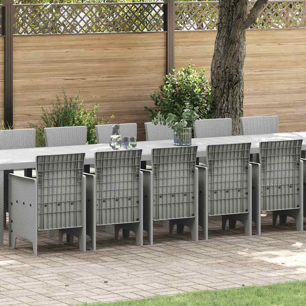 Hage Spisegruppe 17 pcs Lysegrå Polt rattan