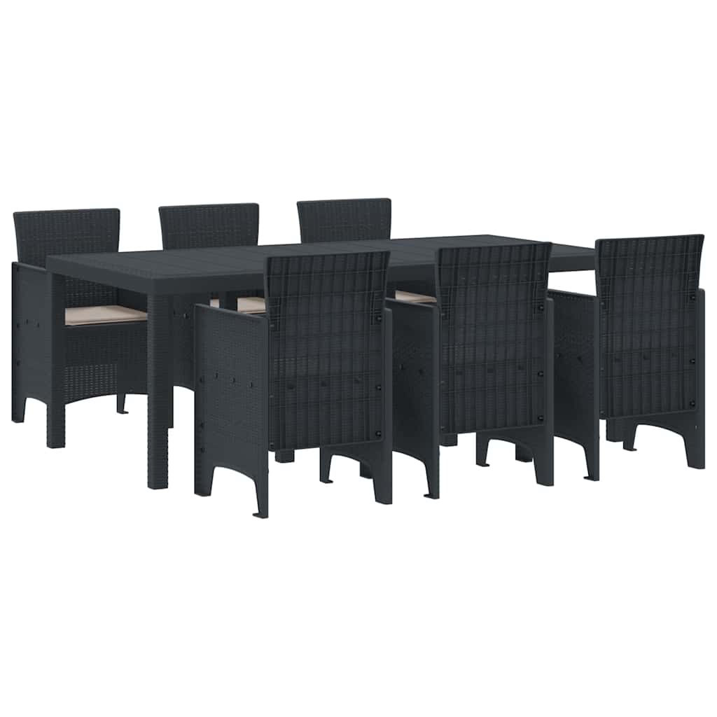 Hage Spisegruppe 7 pcs Antrasitt Polt rattan