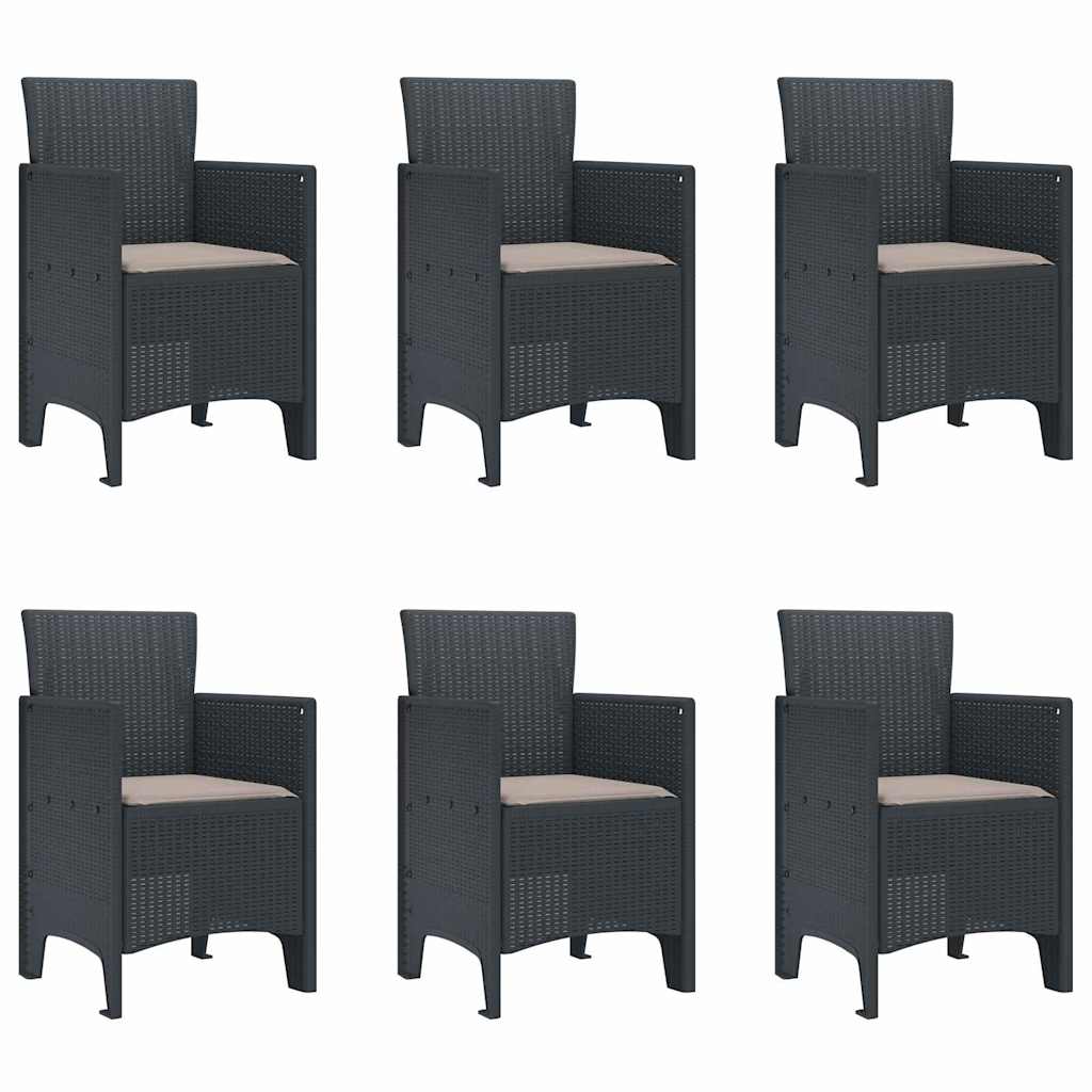 Hage Spisegruppe 7 pcs Antrasitt Polt rattan