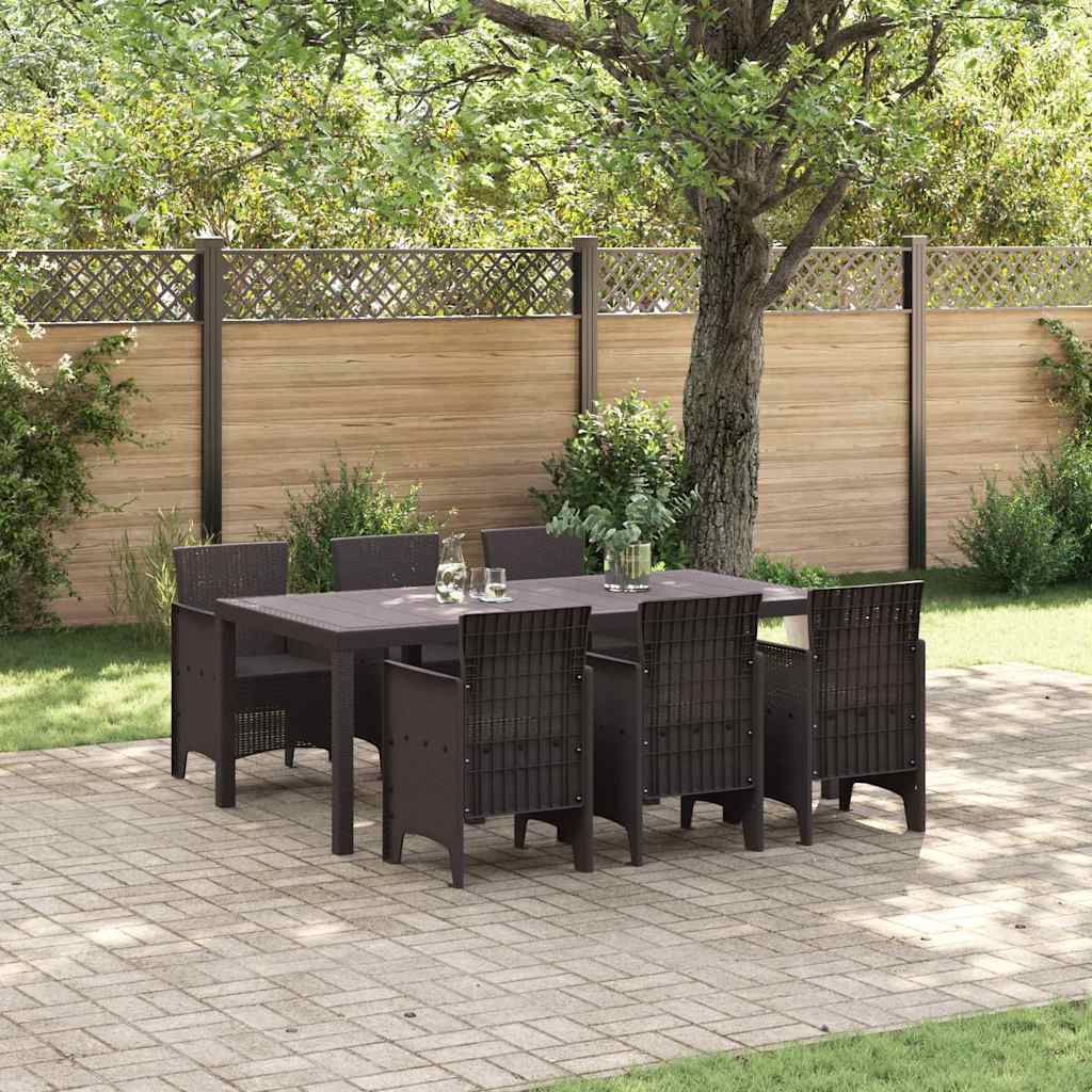 Hage Spisegruppe 7 pcs Brun Polt rattan