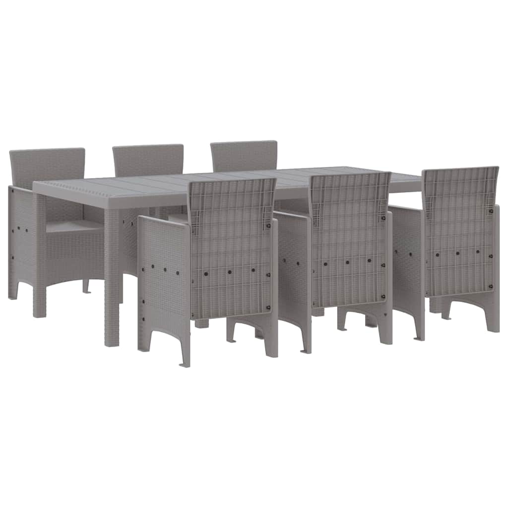 Hage Spisegruppe 7 pcs Lysegrå Polt rattan