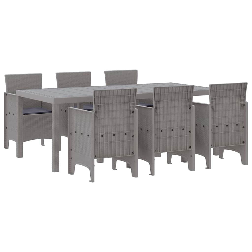Hage Spisegruppe 7 pcs Lysegrå Polt rattan