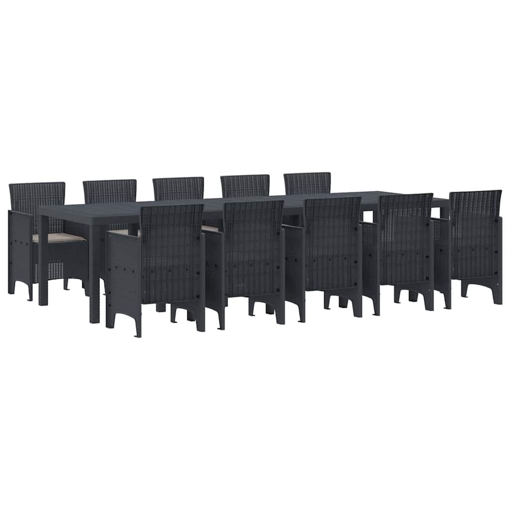 Hage Spisegruppe med pute 11 pcs Antrasitt Poly rattan