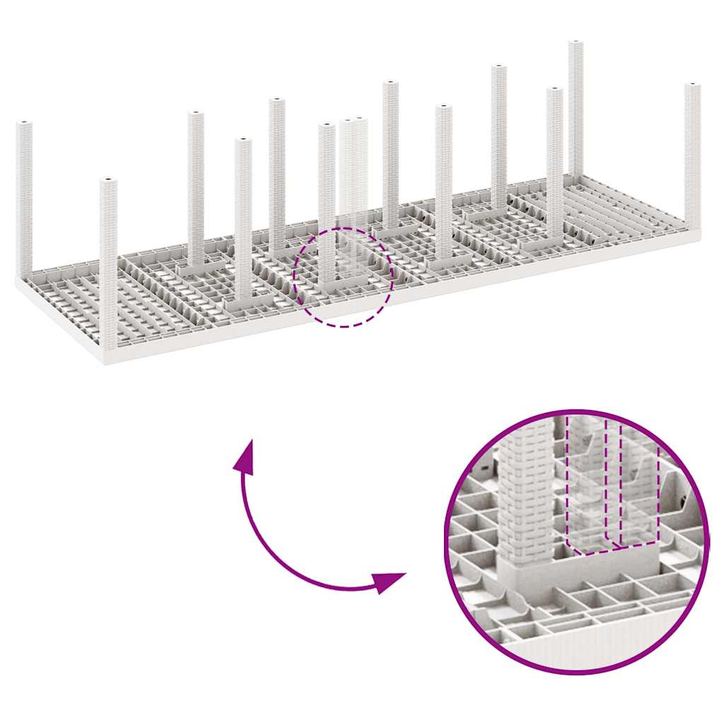 Hage Spisegruppe 11 pcs Hvit Rattan og Stål