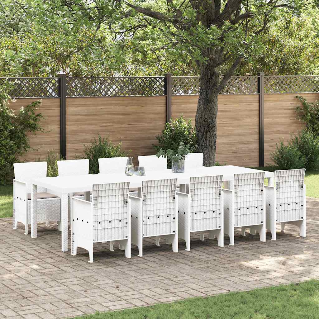 Hage Spisegruppe 11 pcs Hvit og taupe Syntetisk rotting