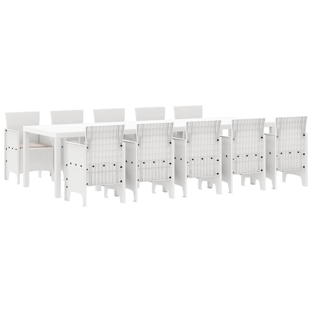 Hage Spisegruppe 11 pcs Hvit og taupe Syntetisk rotting