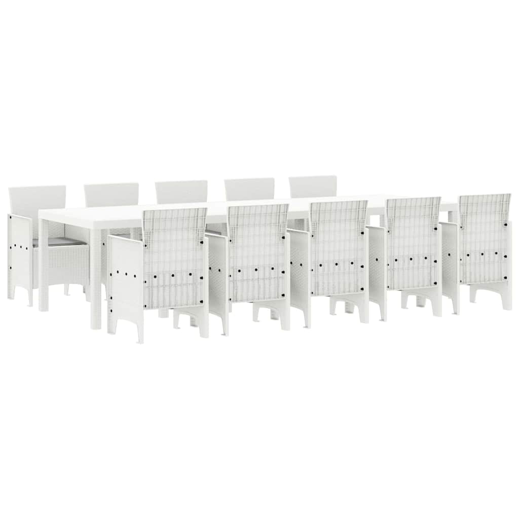 Hage Spisegruppe 11 pcs Hvit og lys grå Rattan og polyester
